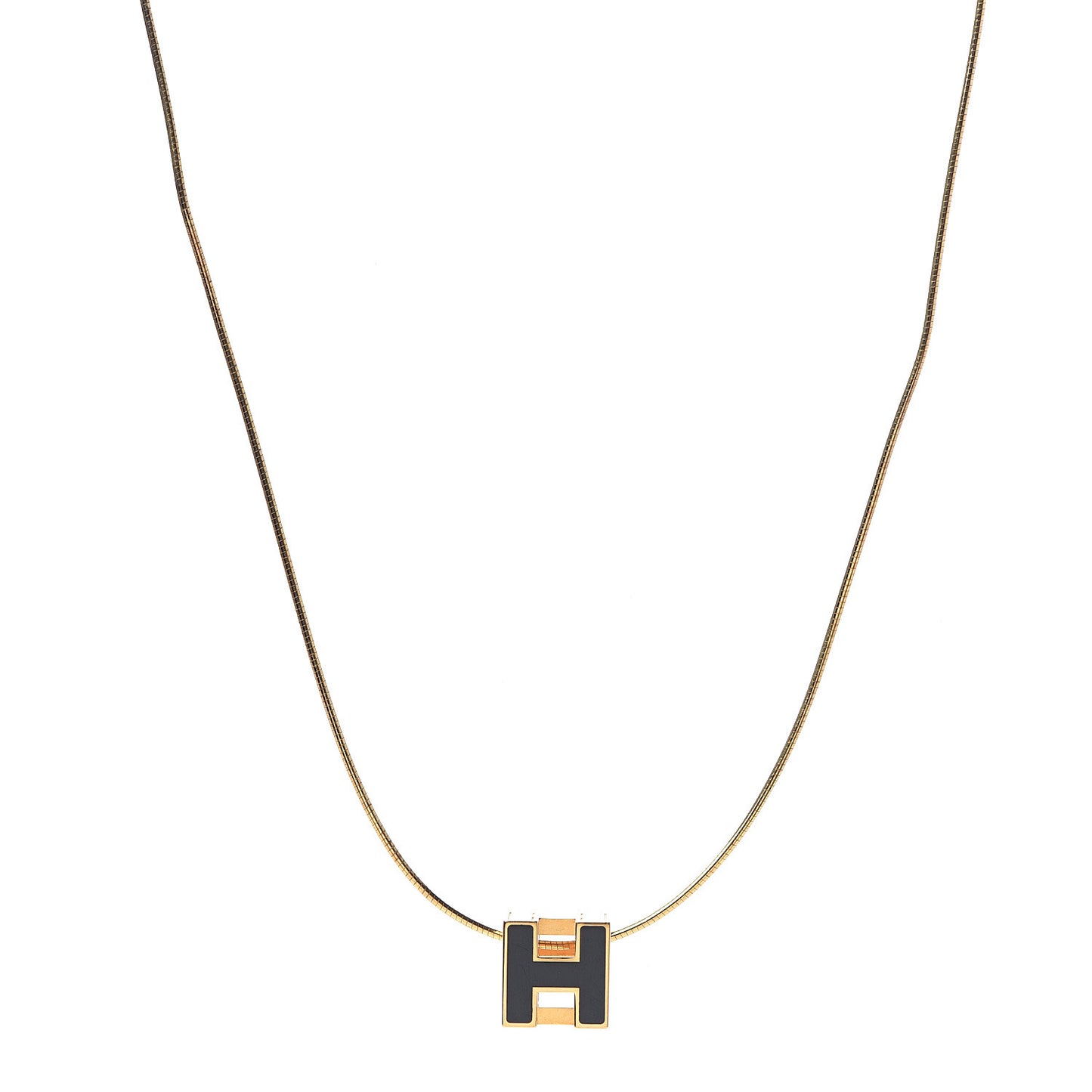 Gold Lacquered Cage d'H Pendant Necklace Black