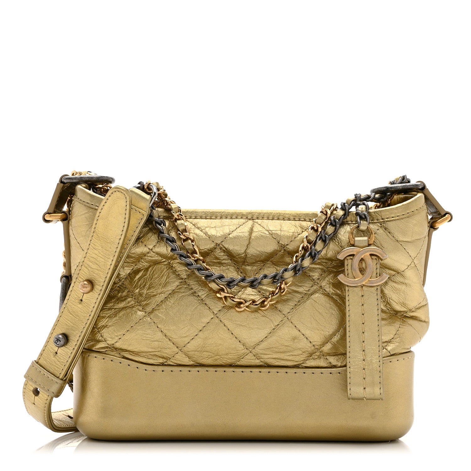 Chanel Metallic Aged Calfskin Quilted Small Gabrielle Hobo Gold 1 of 10