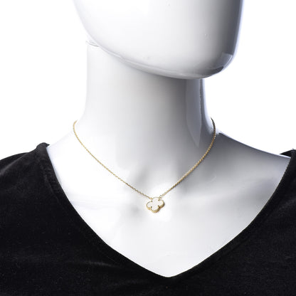 Van Cleef & Arpels 18K Yellow Gold Mother of Pearl Vintage Alhambra Pendant Necklace 2 of 8