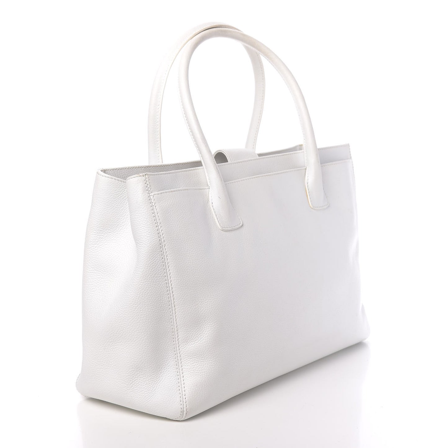 Calfskin Cerf Executive Shopper Tote White