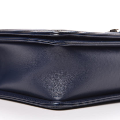 Chanel Calfskin Chevron Quilted New Medium Boy Flap Dark Navy Blue 9 of 10