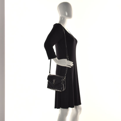 Saint Laurent Calfskin Y Quilted Monogram Toy Loulou Crossbody Bag Black 5 of 14