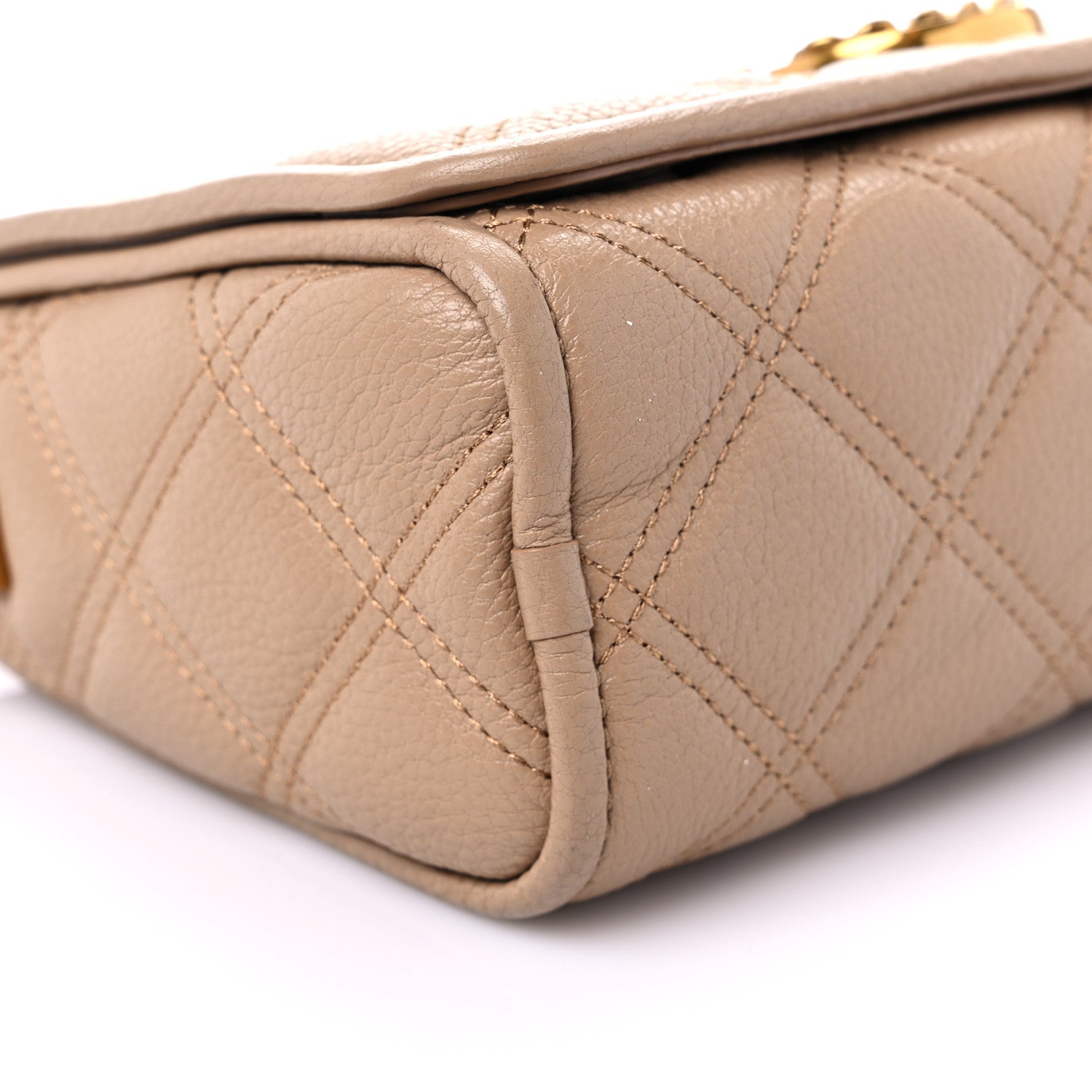 Marc Jacobs Grained Calfskin Quilted Double Stitched The Status Flap Crossbody Bag Tan 7 of 9