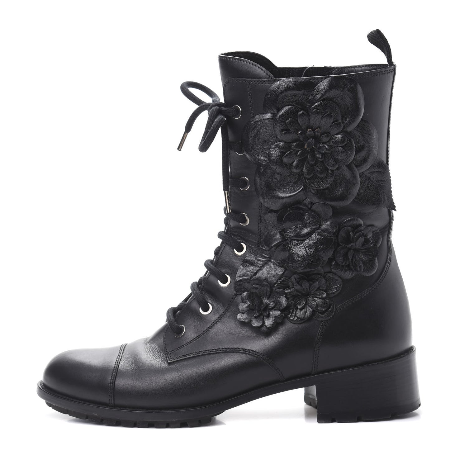 Calfskin Techno Couture Combat Boots 39 Black