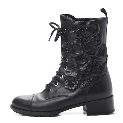 Valentino Garavani Calfskin Techno Couture Combat Boots 39 Black 1 of 9
