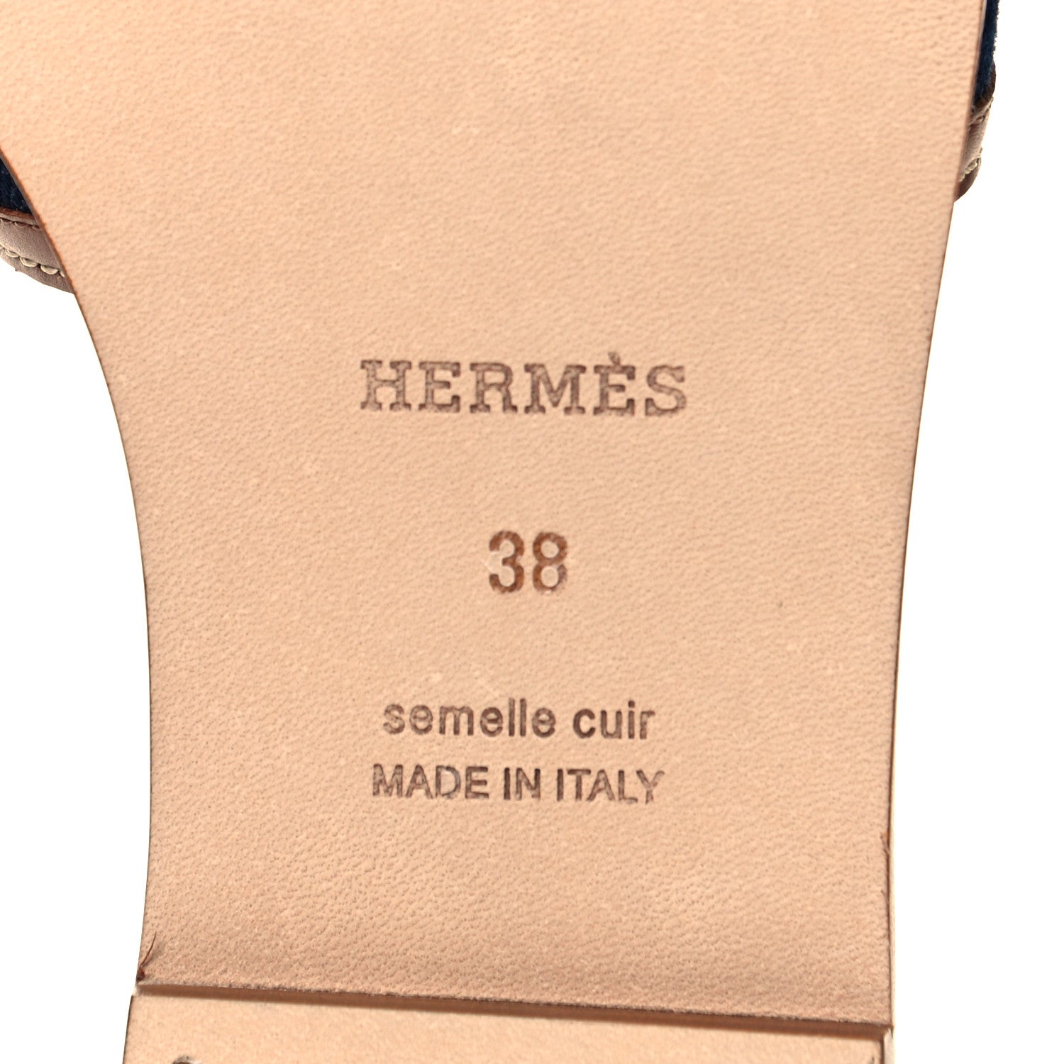 Hermes Calfskin Denim Oran Sandals 38 Bleu Brut Gold 6 of 9