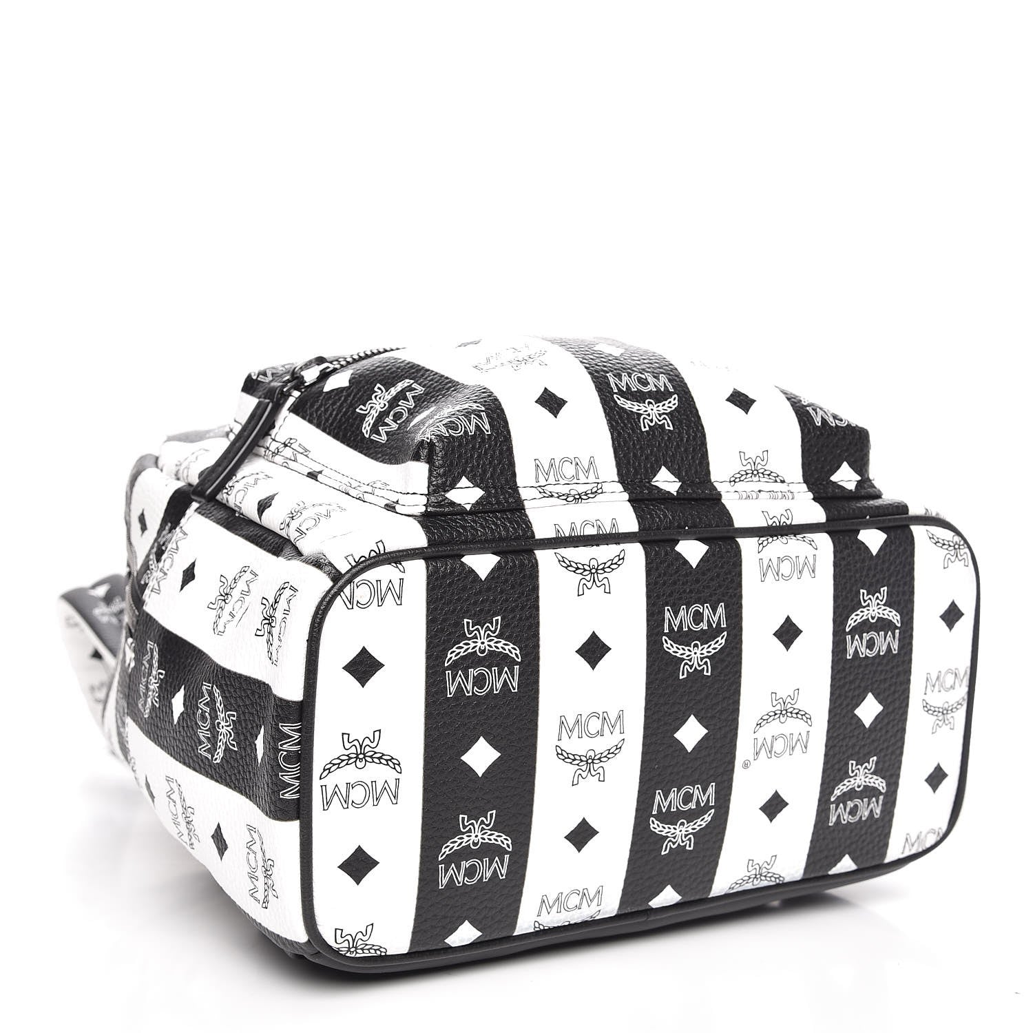 MCM Striped Visetos Small Stark Backpack Black White 4 of 8