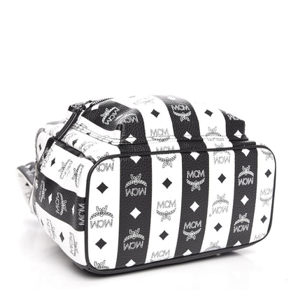 MCM Striped Visetos Small Stark Backpack Black White 4 of 8