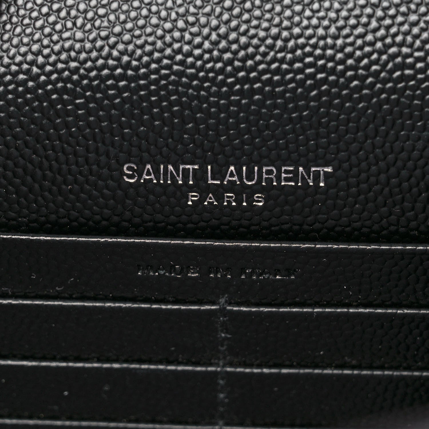 Saint Laurent Grain De Poudre Matelasse Chevron Monogram Envelope Chain Wallet Black 5 of 9