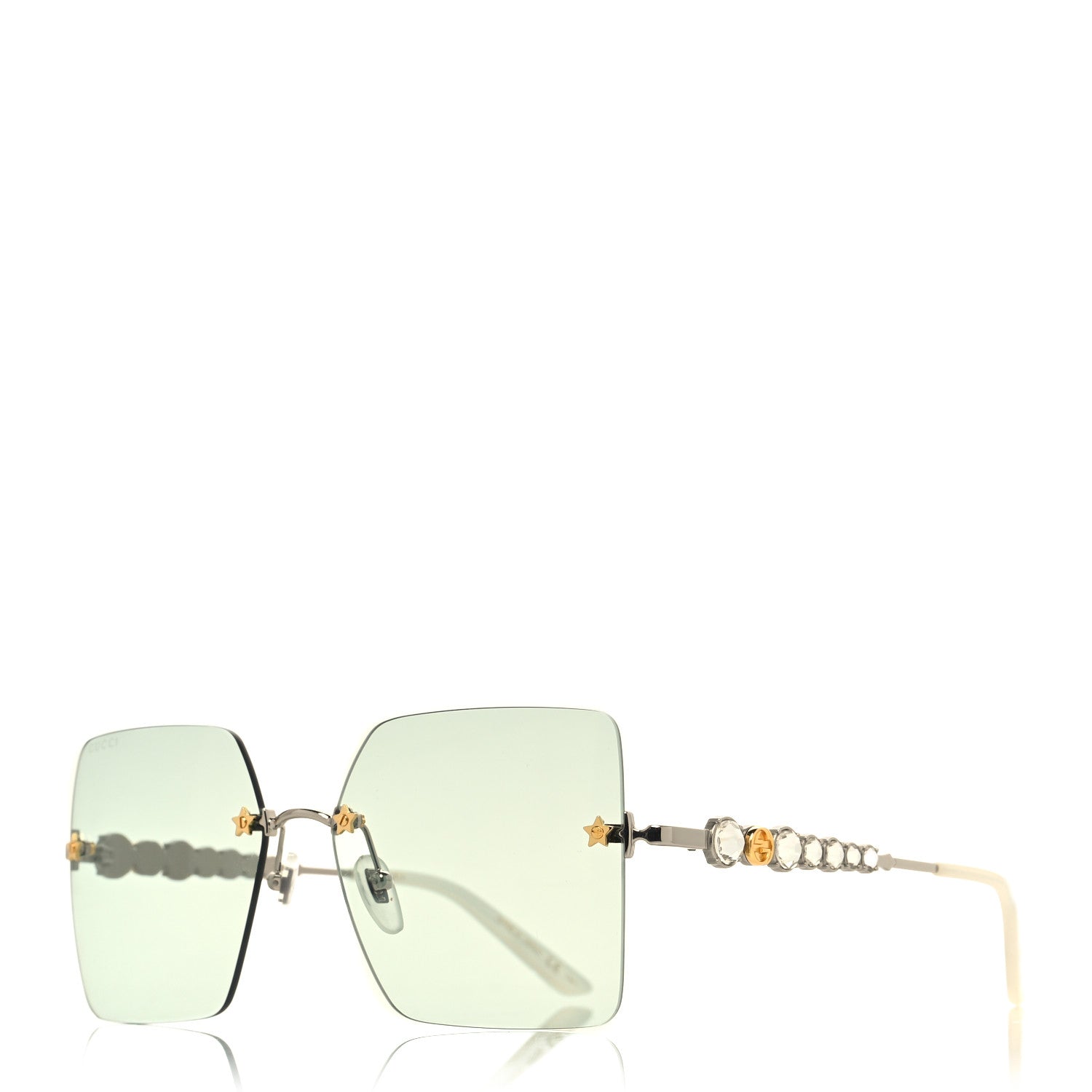 Gucci Crystal Metal Sunglasses GG0644S Blue Silver 1 of 7