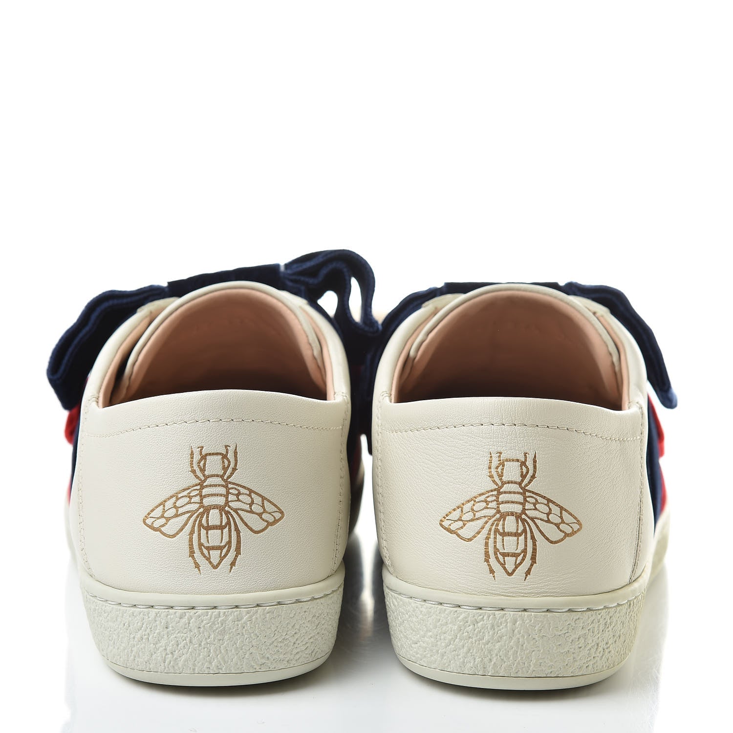 Gucci Calfskin Womens Velvet Bow Ace Sneakers 37.5 White 7 of 11