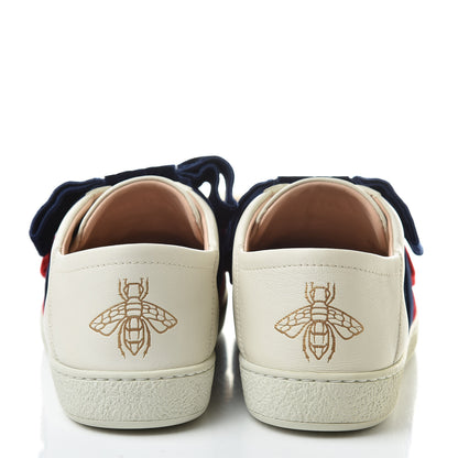 Gucci Calfskin Womens Velvet Bow Ace Sneakers 37.5 White 7 of 11