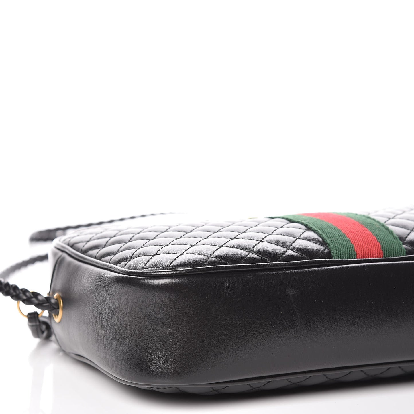 Calfskin Web Trapuntata Small GG Shoulder Bag Black