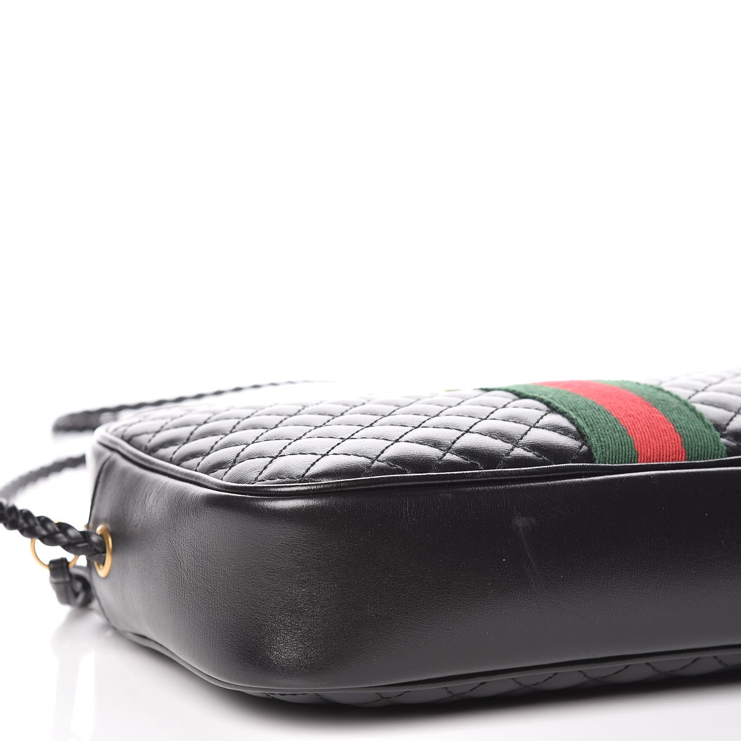 Gucci Calfskin Web Trapuntata Small GG Shoulder Bag Black 8 of 10