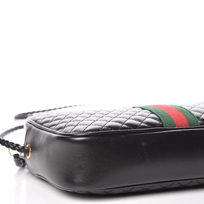 Gucci Calfskin Web Trapuntata Small GG Shoulder Bag Black 8 of 10