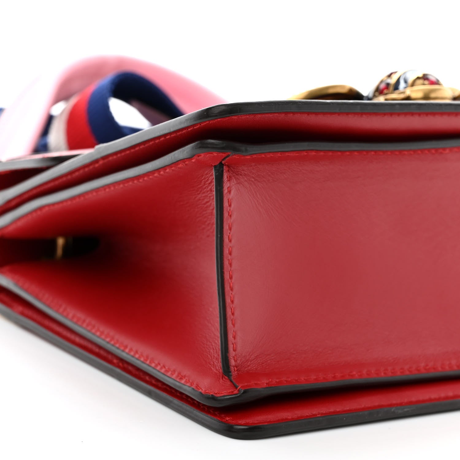 Gucci Calfskin Sylvie Web Small Queen Margaret Top Handle Bag Blue Agata Hibiscus Red Mystic White Sugar Pink 9 of 10