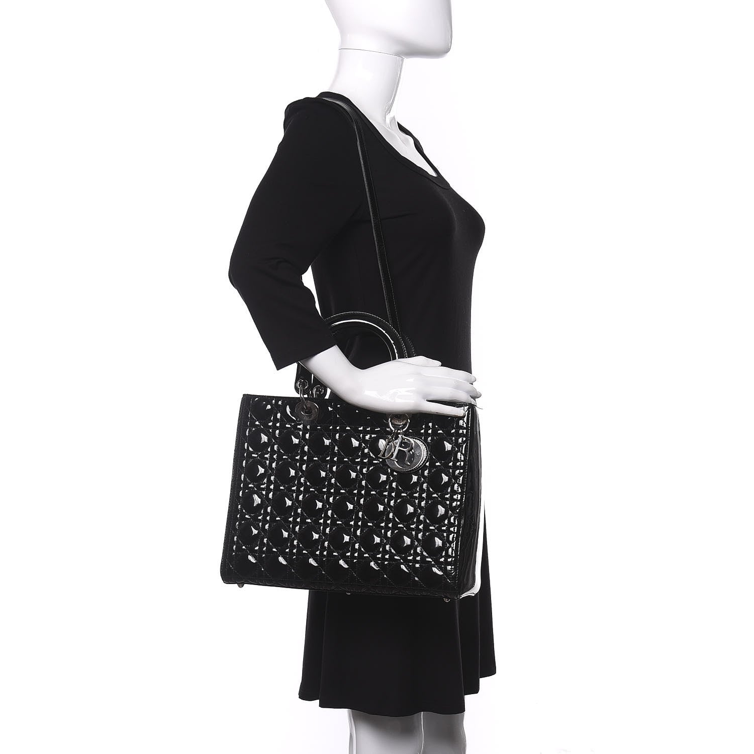 Christian Dior Patent Cannage Large Lady Dior Black 2 of 9