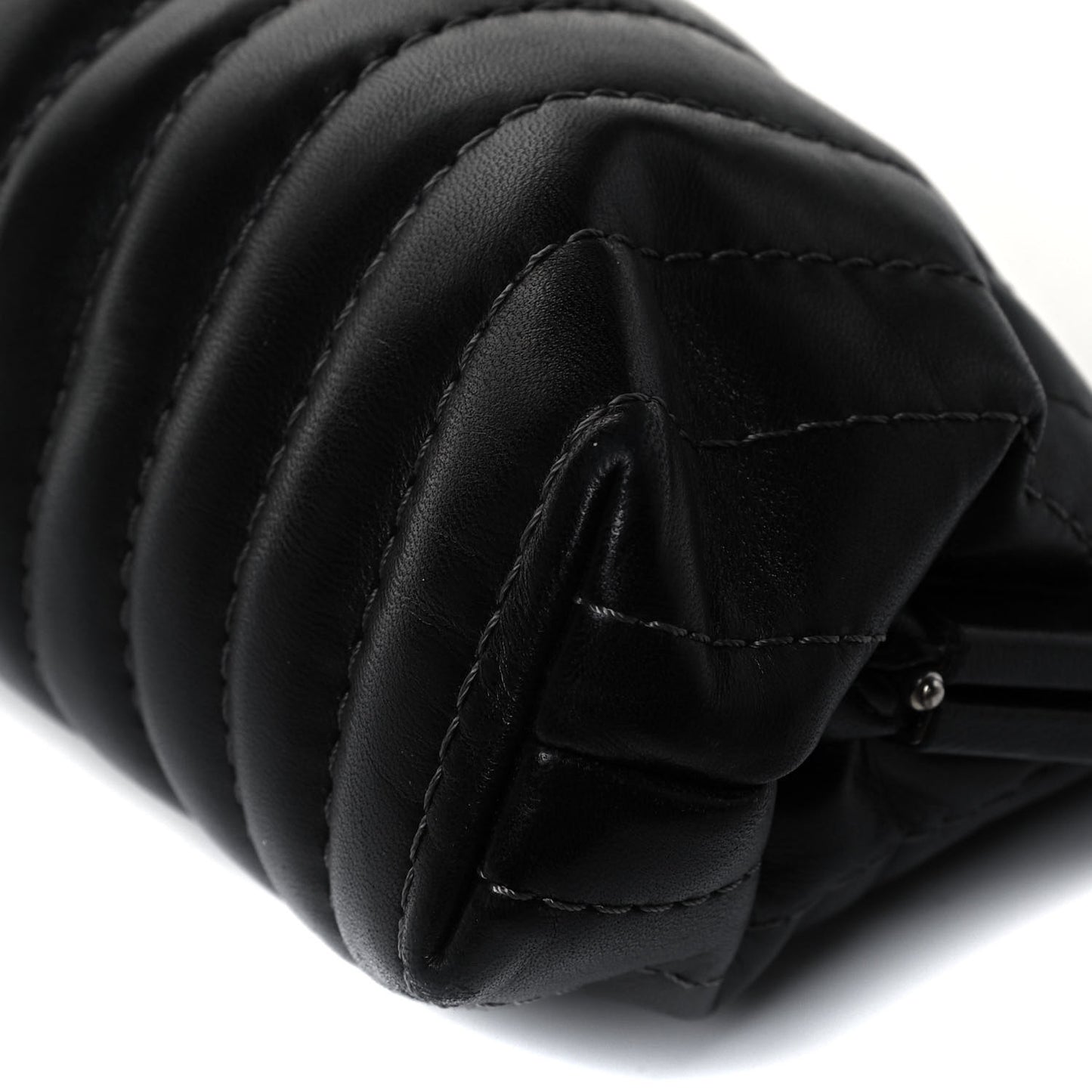 Lambskin Vertical Quilted Mademoiselle Clutch Black