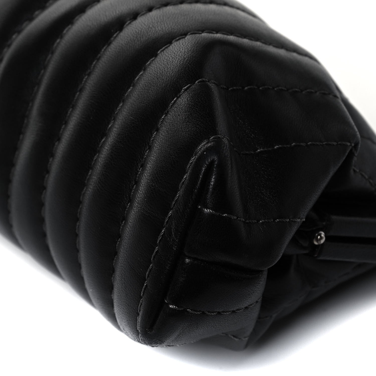 Chanel Lambskin Vertical Quilted Mademoiselle Clutch Black 10 of 10