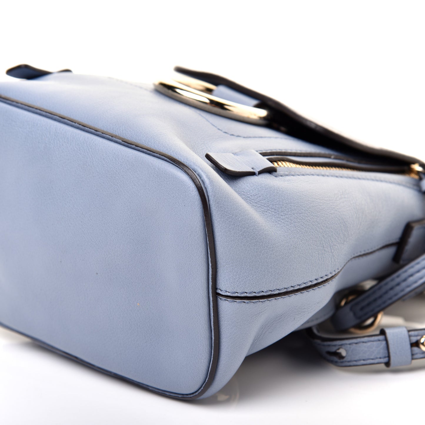 Suede Calfskin Mini Faye Backpack Washed Blue