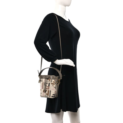 Fendi Canvas Vitello Grace F is Fendi FF Multicolor Embroidered Mini Mon Tresor Bucket Bag Grezzo Multicolor Tortora 2 of 9