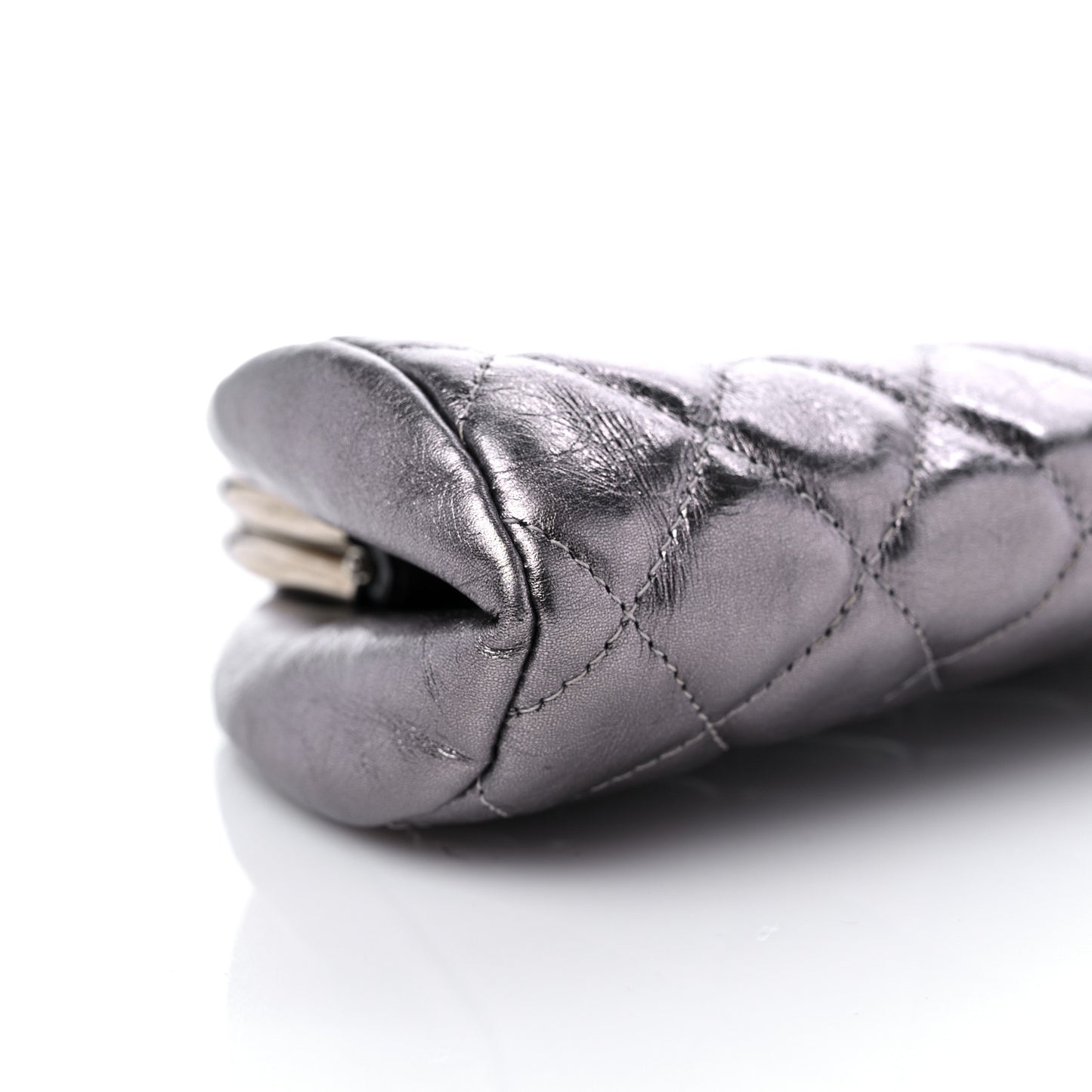 Metallic Aged Calfskin Quilted Timeless Clutch Silver