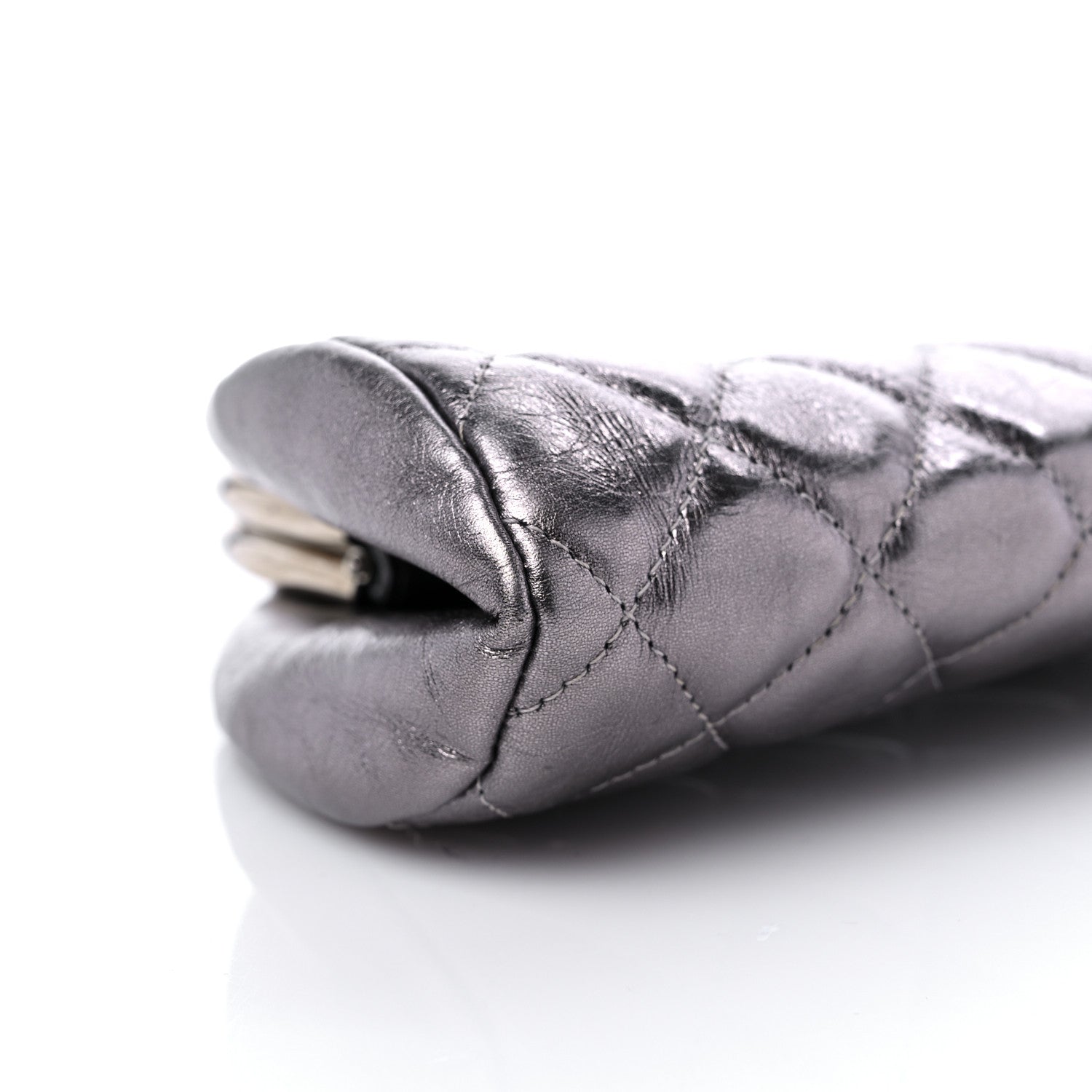 Chanel Metallic Aged Calfskin Quilted Timeless Clutch Silver 9 of 13