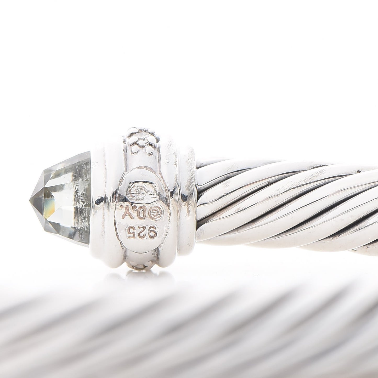 Sterling Silver Diamond Prasiolite 7mm Cable Classics Bracelet