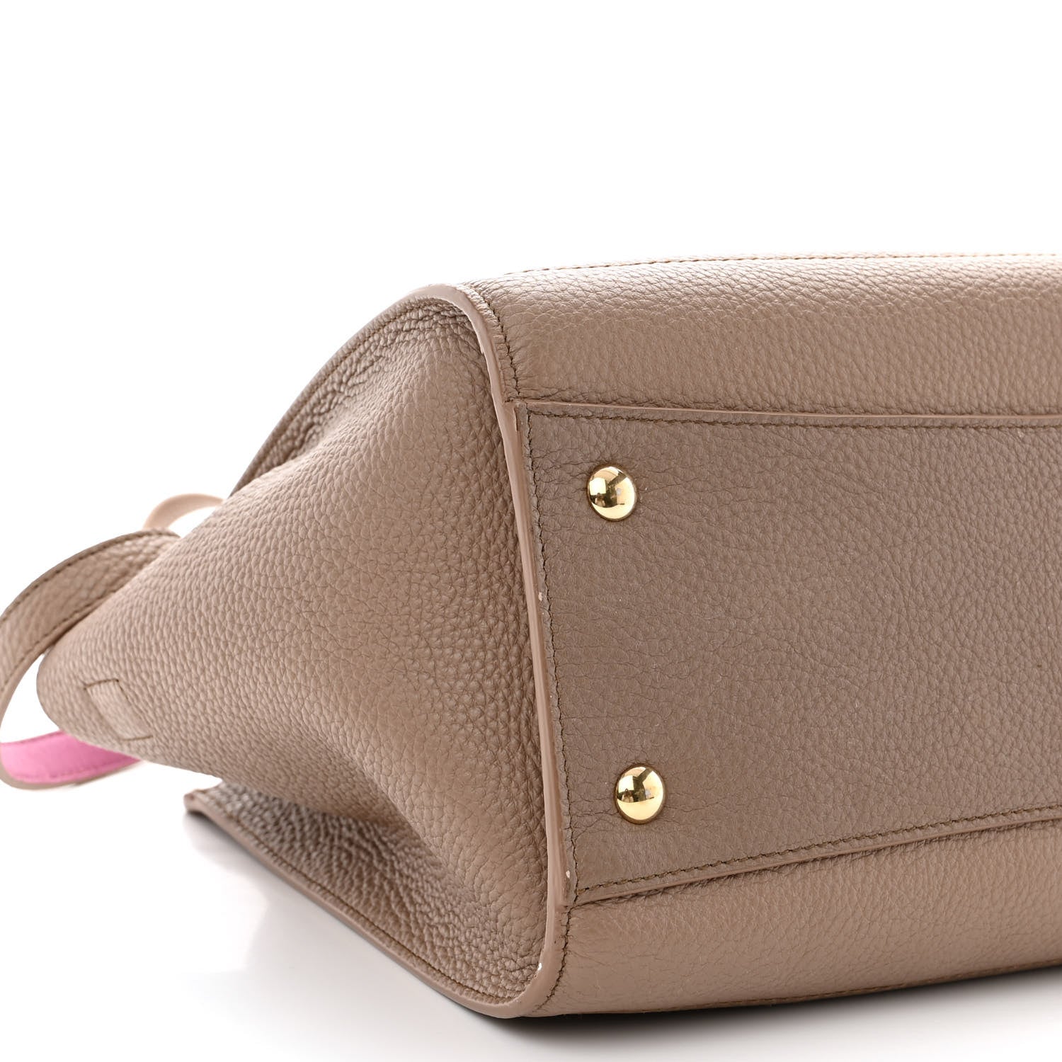 Salvatore Ferragamo Hammered Calfskin Double Handle Small Amy Tote Beige Pink 9 of 10