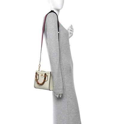 Gucci Textured Calfskin Web Mini Diana Tote Bag Mystic White 2 of 10