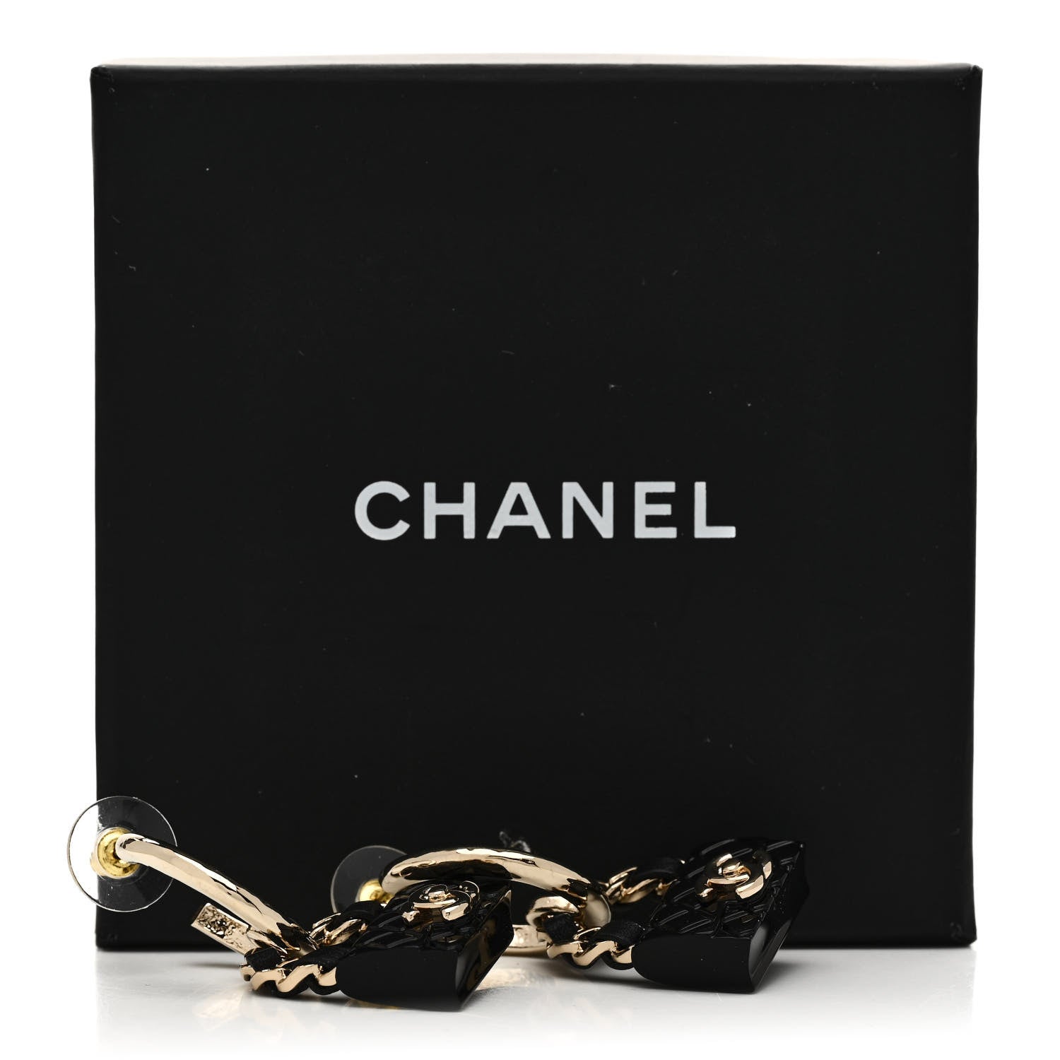 Chanel Metal Resin Lambskin Quilted CC Turnlock Chain Bag Hoop Black Gold 5 of 5