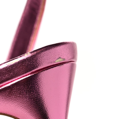 Christian Louboutin Metallic Calfskin O Marylin Slingback Sandal Heels 38 Pink 9 of 11