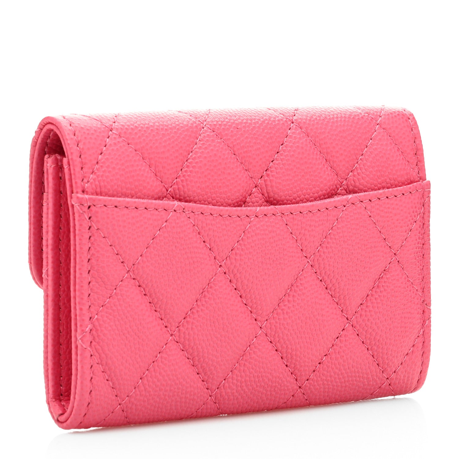 Chanel Caviar Quilted Flap Card Holder Wallet Pink 3 of 9