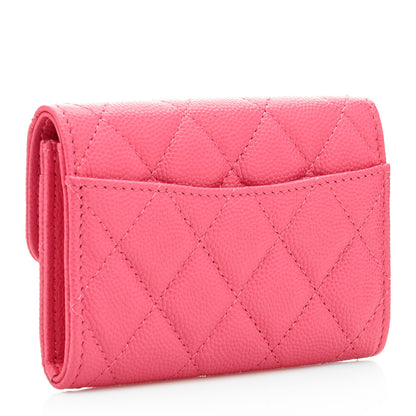 Chanel Caviar Quilted Flap Card Holder Wallet Pink 3 of 9