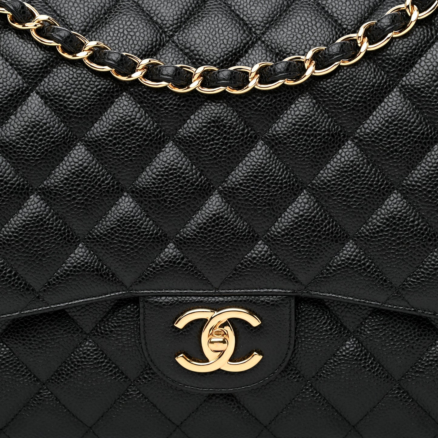 Caviar Quilted Maxi Double Flap Black