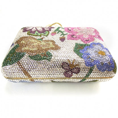Judith Leiber Swarovski Crystal Floral Minaudiere Clutch 4 of 8