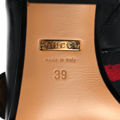 Gucci Betis Glamour Calfskin Web Pearl Embellished Peyton 75mm Ankle Boots 39 Black 7 of 11