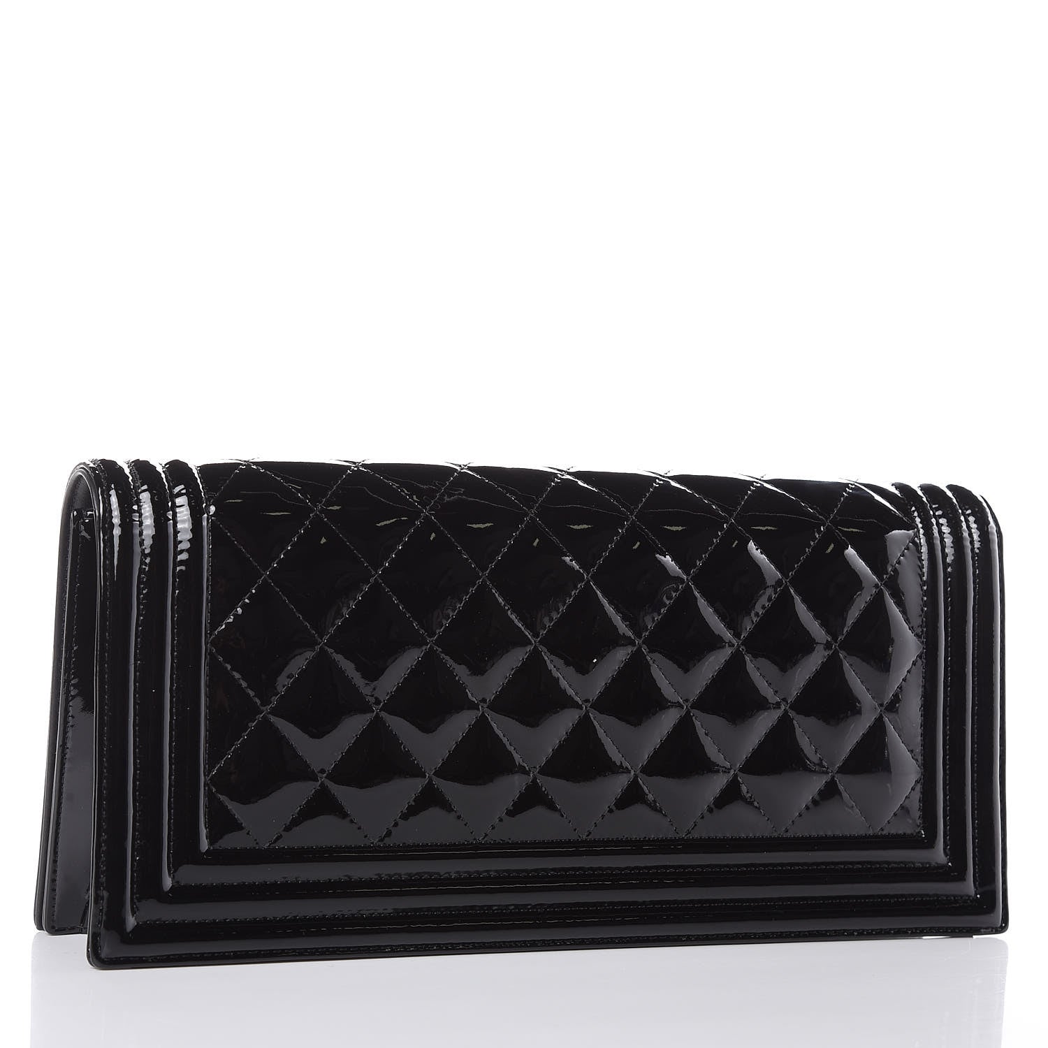 Chanel Patent Quilted Boy Flap Clutch Black 3 of 11