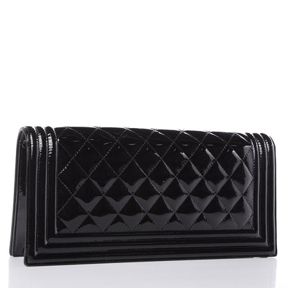 Chanel Patent Quilted Boy Flap Clutch Black 3 of 11