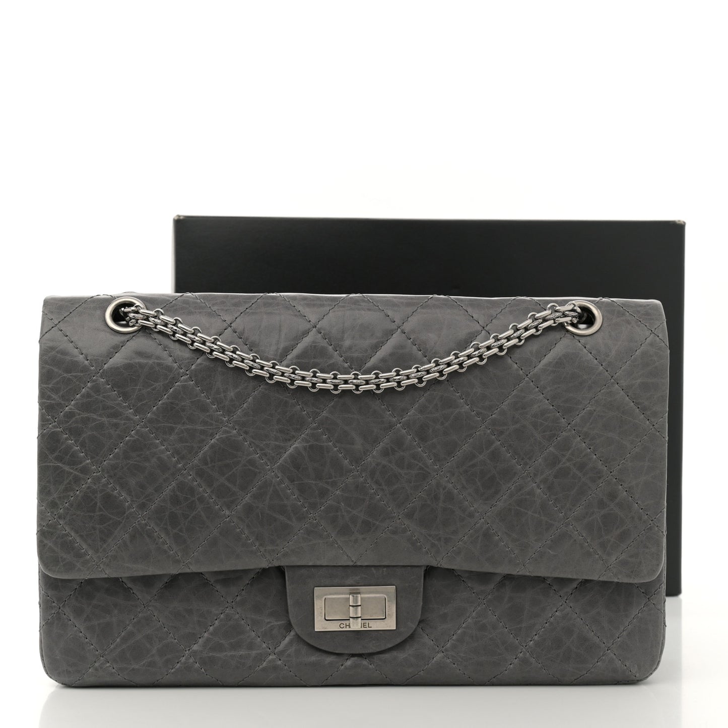 Aged Calfskin Quilted 50th Anniversary 2.55 Reissue 227 Flap Grey