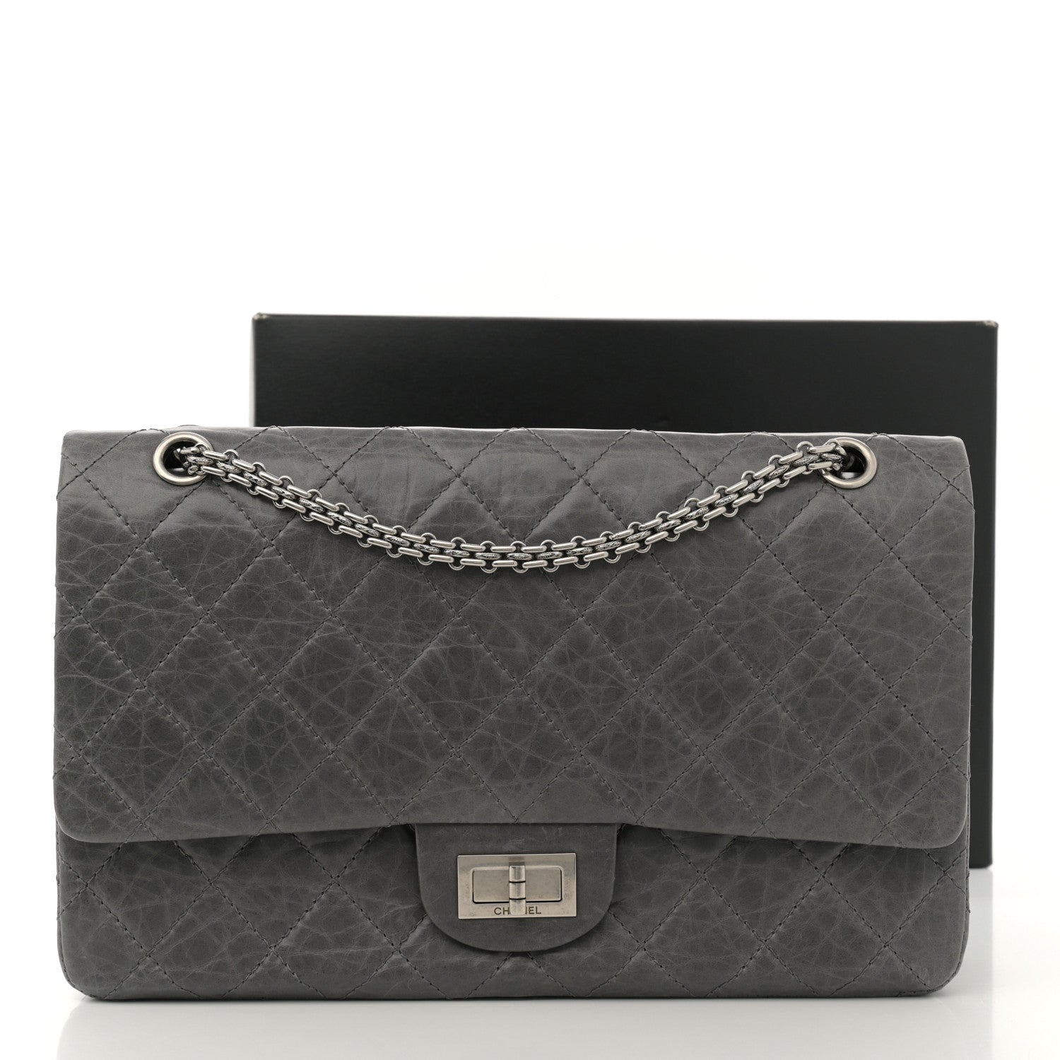 Chanel Aged Calfskin Quilted 50th Anniversary 2.55 Reissue 227 Flap Grey 17 of 17