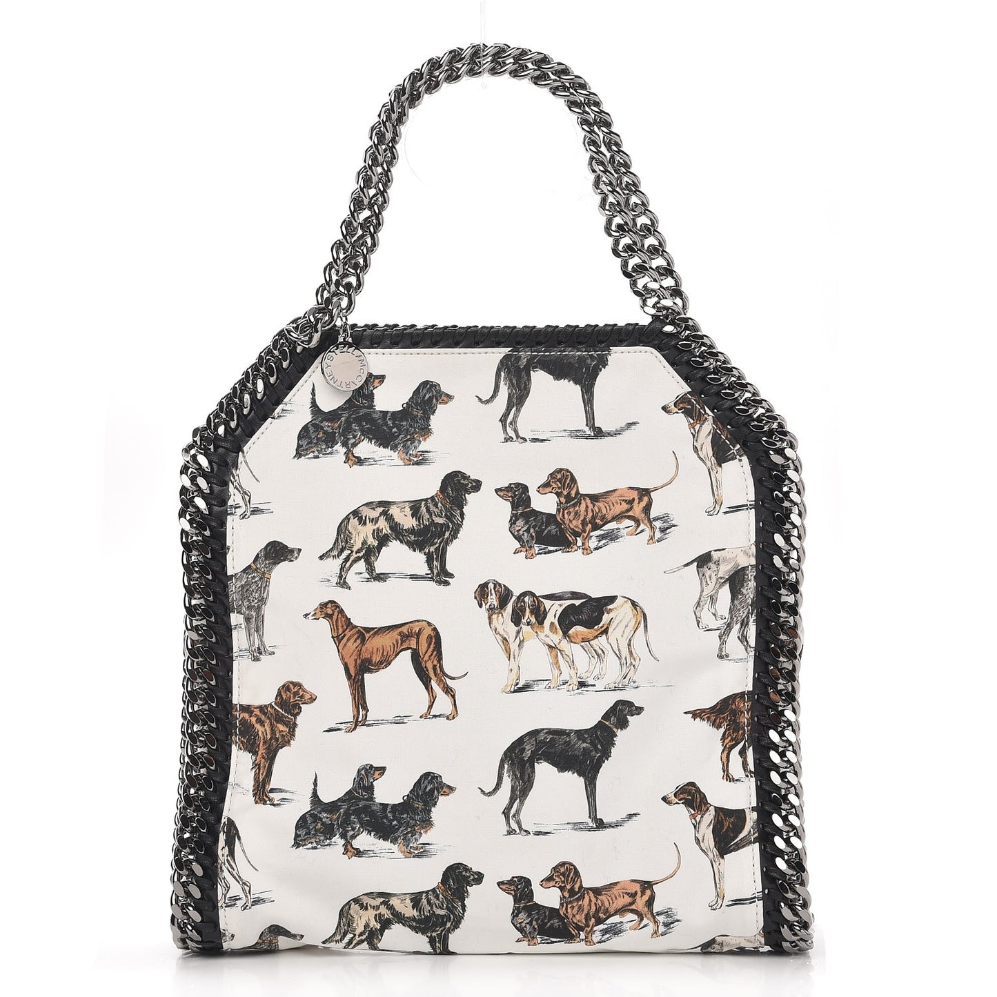 Cotton Canvas Dog Print Mini Falabella Tote White