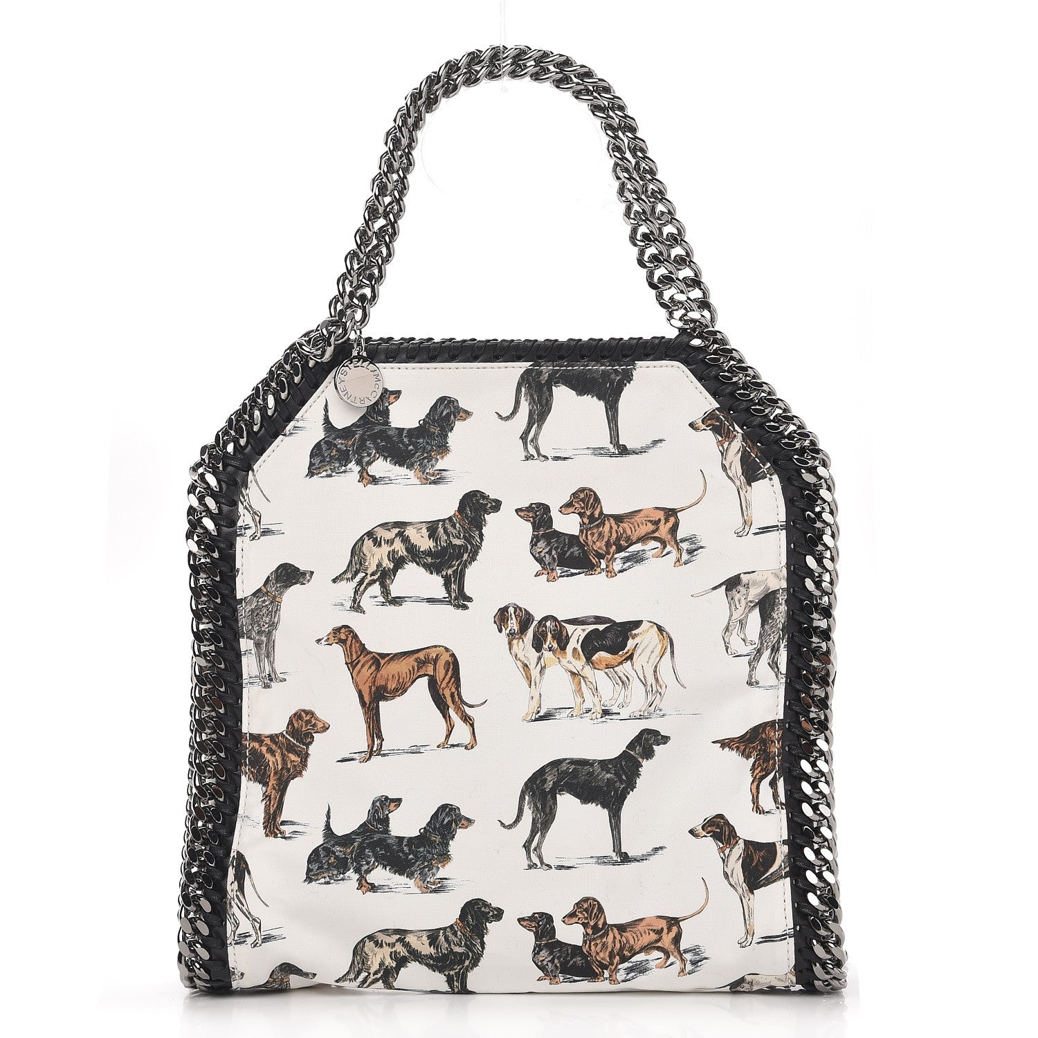 Stella McCartney Cotton Canvas Dog Print Mini Falabella Tote White 1 of 7