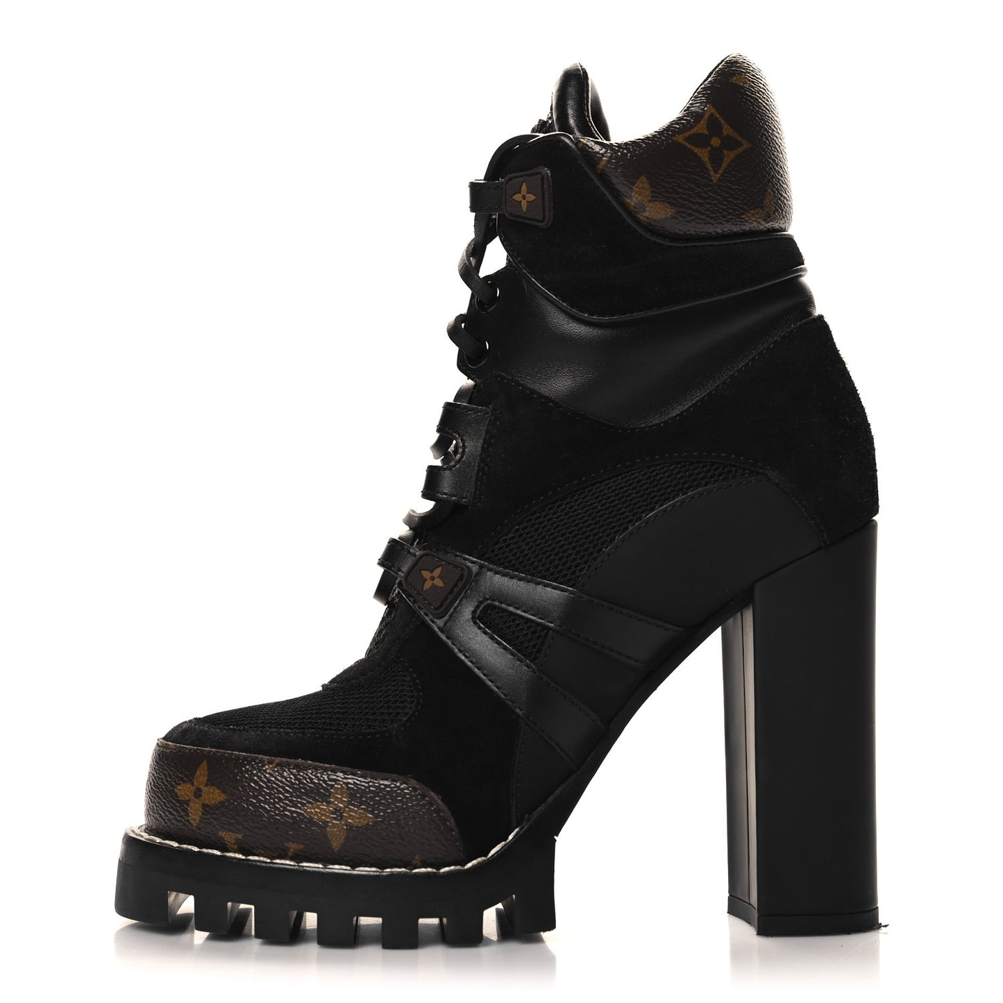 Suede Calfskin Monogram Star Trail Ankle Boots 37 Black