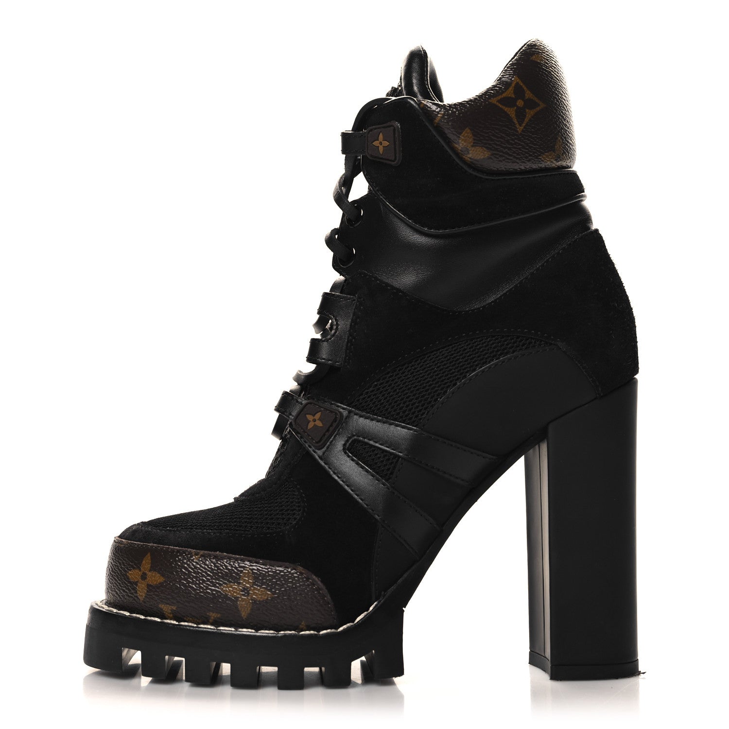 Louis Vuitton Suede Calfskin Monogram Star Trail Ankle Boots 37 Black 1 of 8
