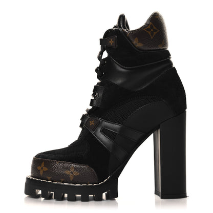 Louis Vuitton Suede Calfskin Monogram Star Trail Ankle Boots 37 Black 1 of 8
