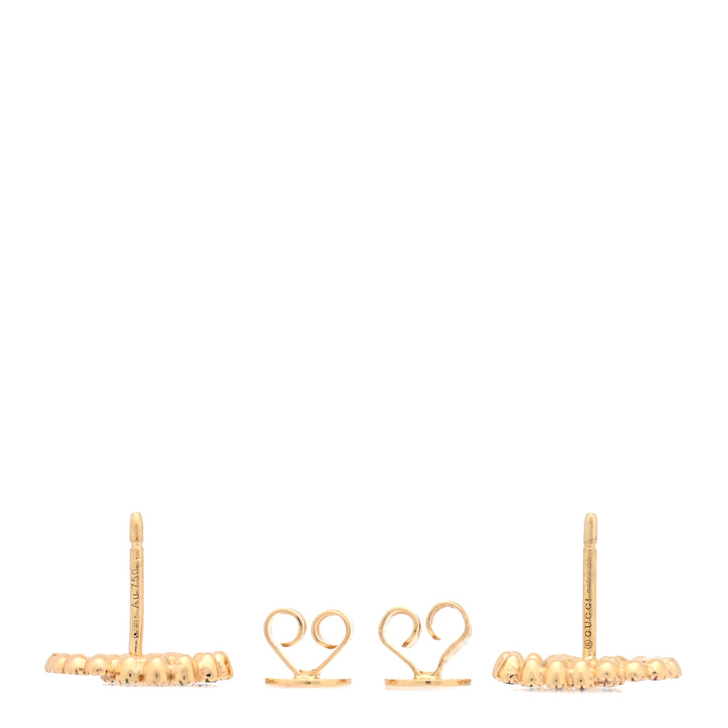 Gucci 18K Yellow Gold Sapphire Topaz Tsavorite Citrine Running G Stud Earrings 3 of 4