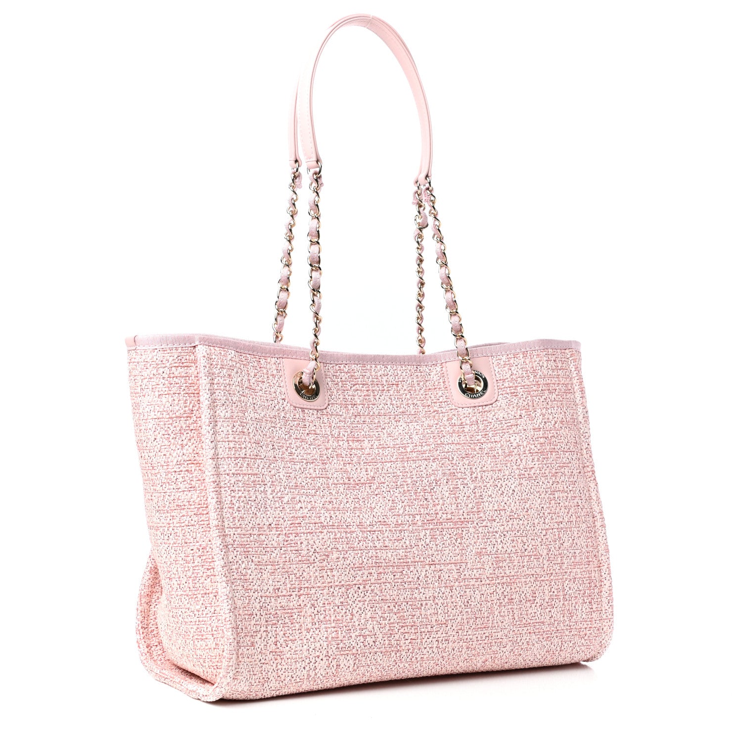 Chanel Straw Lurex Small Deauville Tote Pink 3 of 10