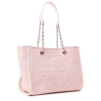 Chanel Straw Lurex Small Deauville Tote Pink 3 of 10