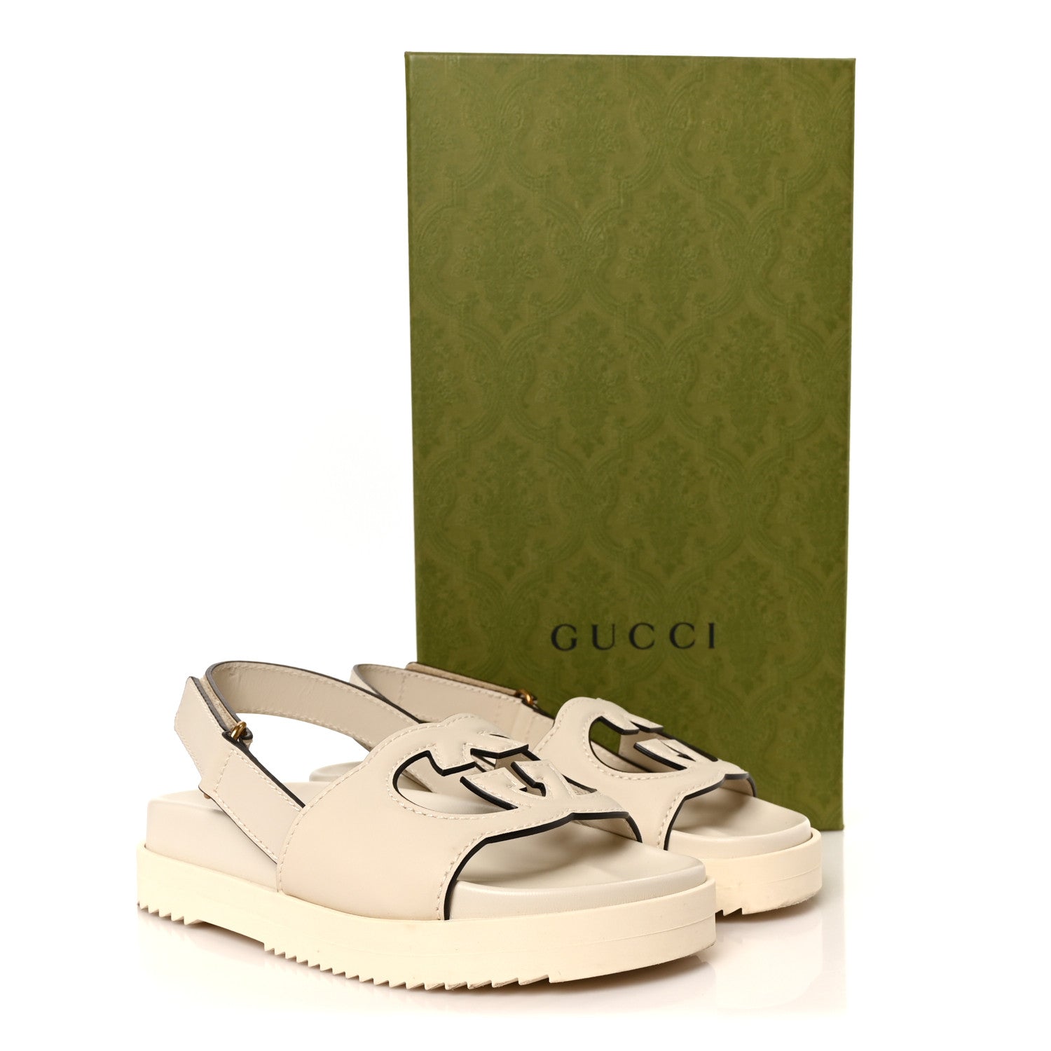 Gucci Cosmos Softy Calfskin Interlocking G Slingback Sandals 35.5 Mystic White 10 of 10